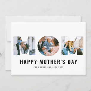 Happy Moederdag MOM Cutout Simple 3-fotokaart Save The Date