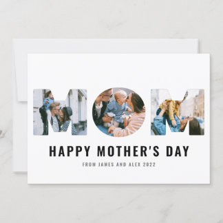 Happy Moederdag MOM Cutout Simple 3-fotokaart Save The Date