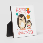 Happy Moederdag Mom en Baby Hedgehog Fotoplaat (Voorkant)