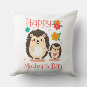 Happy Moederdag Mom en Baby Hedgehog Kussen