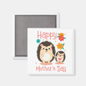 Happy Moederdag Mom en Baby Hedgehog Magneet (Voorkant / Achterkant)