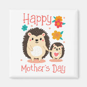 Happy Moederdag Mom en Baby Hedgehog Magneet (Voorkant)