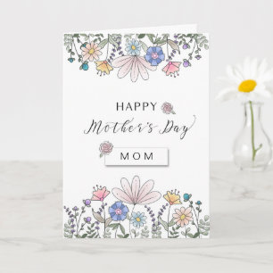 Happy Moederdag MOM met Waterverf Flowers Kaart
