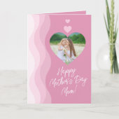 Happy Moederdag MOM Modern Roze Hart Foto Feestdagen Kaart (Voorkant)