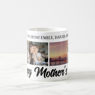 Happy Moederdag Mom Zwart Fotorooster Koffie Mok