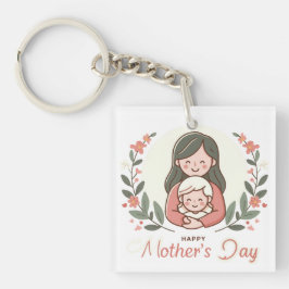 Happy Moederdag - Mom's Embrace Floral Sleutelhang Sleutelhanger