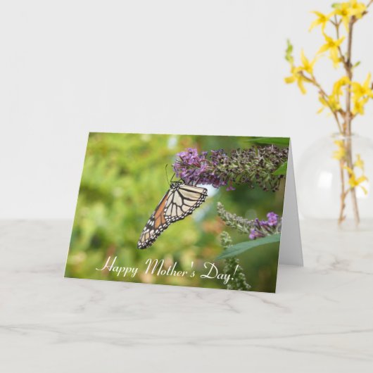 Happy Moederdag Monarch Butterfly Kaart (Gele Bloem)