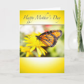 Happy Moederdag Monarch Butterfly Yellow Daisy Kaart (Voorkant)