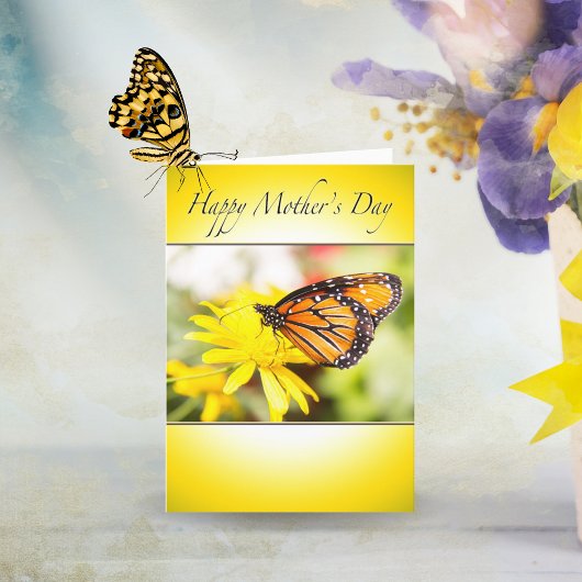 Happy Moederdag Monarch Butterfly Yellow Daisy Kaart