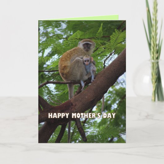 Happy Moederdag Monkey Moeder and Child Humor Kaart (Voorkant)