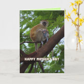 Happy Moederdag Monkey Moeder and Child Humor Kaart (Gele Bloem)
