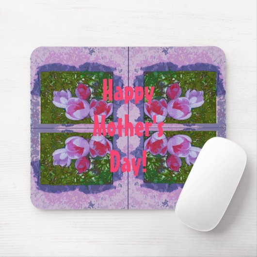Happy Moederdag mousemat met crocussen Muismat (Met muis)