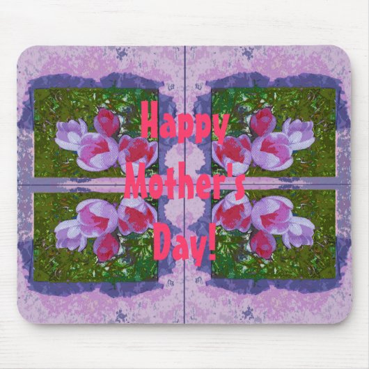 Happy Moederdag mousemat met crocussen Muismat (Voorkant)