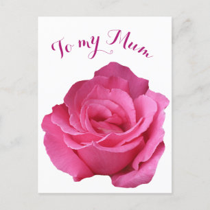 Happy Moederdag Mum hot pink roos floral Briefkaart