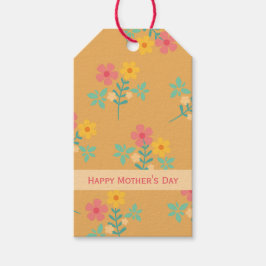 Happy Moederdag Mustard Retro Daisy Bouquet Cadeaulabel