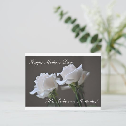 Happy Moederdag - Muttertag - Roos Briefkaart (Staand voorkant)