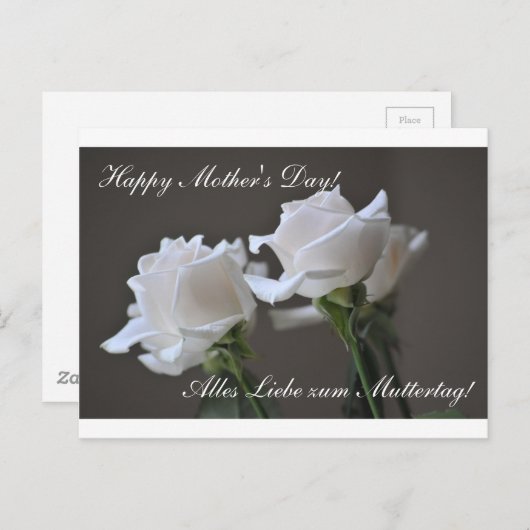 Happy Moederdag - Muttertag - Roos Briefkaart (Voorkant / Achterkant)