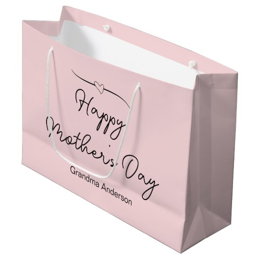Happy Moederdag naar oma Bord roze Groot Cadeauzakje (Voorkant Gekanteld)