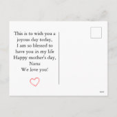 Happy Moederdag, nana, oma, simpele foto Feestdagenkaart (Achterkant)