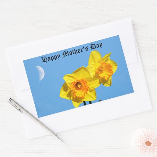 Happy Moederdag narcissen gouden medaille bloemen Rechthoekige Sticker (Envelop)