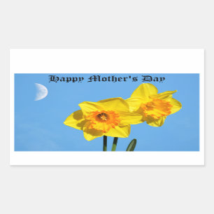 Happy Moederdag narcissen gouden medaille bloemen Rechthoekige Sticker