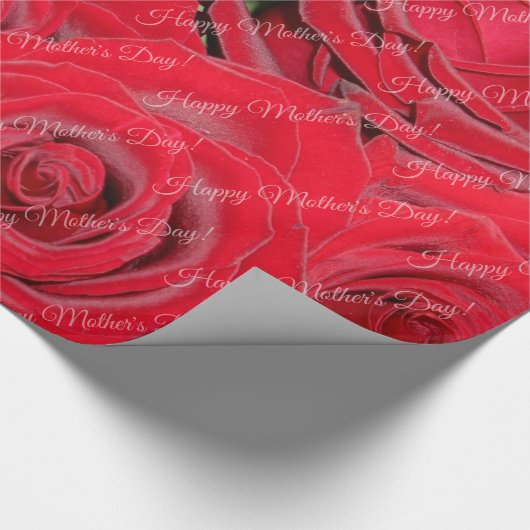 Happy Moederdag of Jouw tekst Floral Red Roses Cadeaupapier (Hoek)