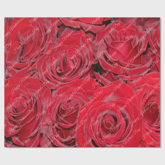 Happy Moederdag of Jouw tekst Floral Red Roses Cadeaupapier (Vlak)