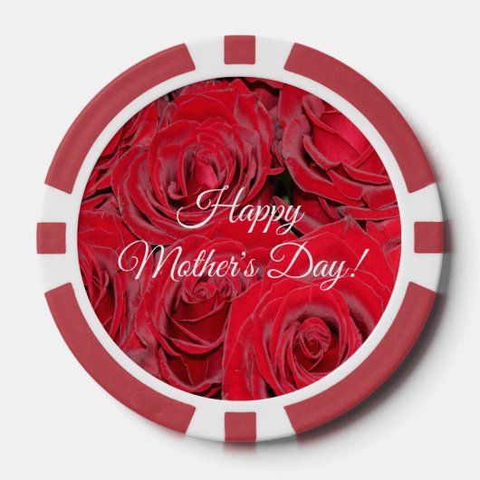 Happy Moederdag of Jouw tekst Red Roses Floral Poker Chips (Voorkant)
