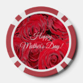Happy Moederdag of Jouw tekst Red Roses Floral Poker Chips (Achterkant)