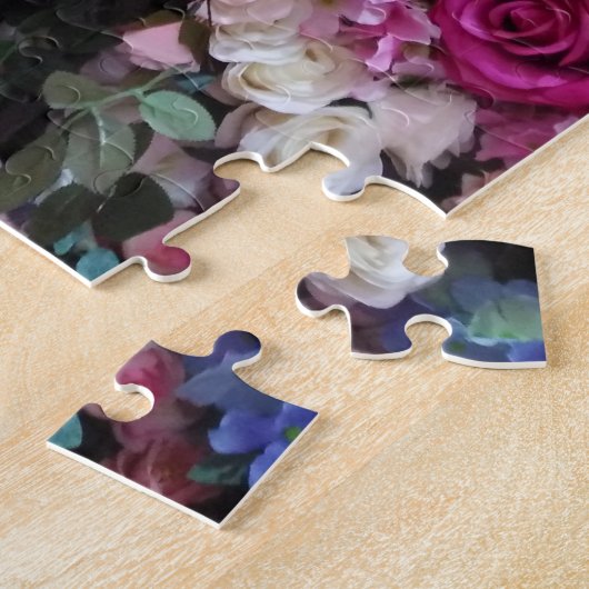 Happy Moederdag of Jouw tekst roze rozen bloemen Legpuzzel (Zijkant)