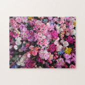 Happy Moederdag of Jouw tekst roze rozen bloemen Legpuzzel (Horizontaal)