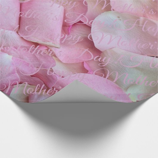 Happy Moederdag of Jouw tekst Roze Rozenblaadjes Cadeaupapier (Hoek)