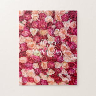 Happy Moederdag of Jouw tekst Rozen Flowers Legpuzzel