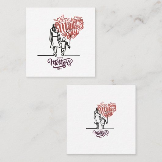 Happy moederdag-ontwerp voor moeders vierkante visitekaartje (Voorkant / Achterkant)