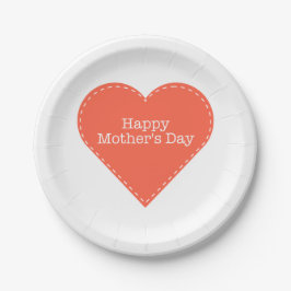 Happy Moederdag Oranje Heart Papieren Bordje