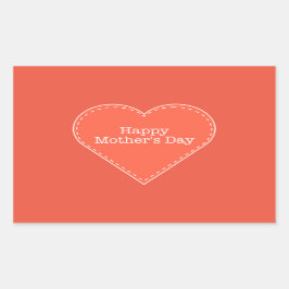 Happy Moederdag Oranje Heart Rechthoekige Sticker