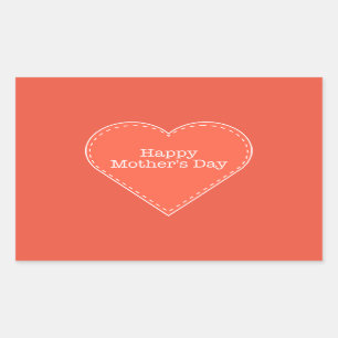 Happy Moederdag Oranje Heart Rechthoekige Sticker