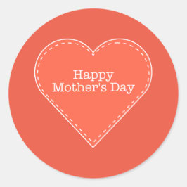 Happy Moederdag Oranje Heart Ronde Sticker