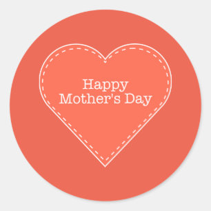 Happy Moederdag Oranje Heart Ronde Sticker