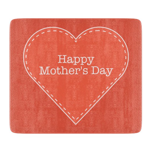 Happy Moederdag Oranje Heart Snijplank (Voorkant)