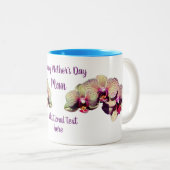 Happy Moederdag Orchid Flower gepersonaliseerd Tweekleurige Koffiemok (Voorkant rechts)