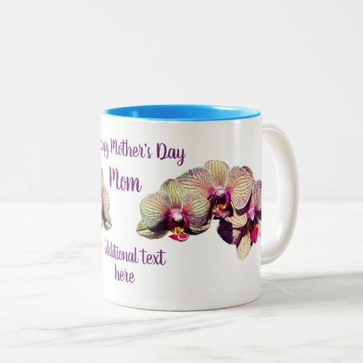 Happy Moederdag Orchid Flower gepersonaliseerd Tweekleurige Koffiemok (Voorkant rechts)