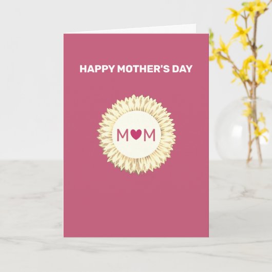 Happy Moederdag over Roos Gold Kaart (Gele Bloem)