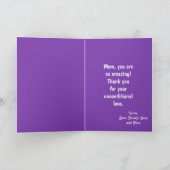 Happy Moederdag Paars en Lavender Polka Dots Kaart (Binnen)