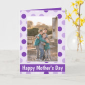 Happy Moederdag Paars en Lavender Polka Dots Kaart (Gele Bloem)
