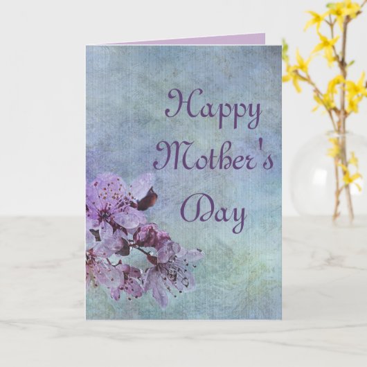 Happy Moederdag Paars Floral Kaart (Gele Bloem)