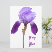 Happy Moederdag  paarse iris floral Feestdagenkaart (Staand voorkant)