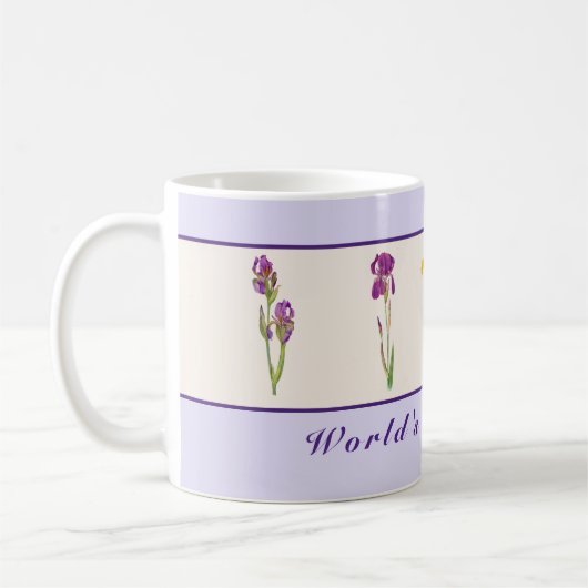 Happy Moederdag Paarse Irises World's Best Mam Mok (Links)