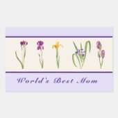Happy Moederdag Paarse Irises World's Best Mam Rechthoekige Sticker (Voorkant)