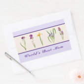 Happy Moederdag Paarse Irises World's Best Mam Rechthoekige Sticker (Envelop)